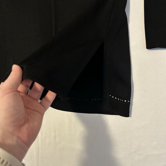 Exclusively Misook Black Cardigan Jeweled Formal Clasp Acrylic Solid - Size 3X - Picture 8 of 11